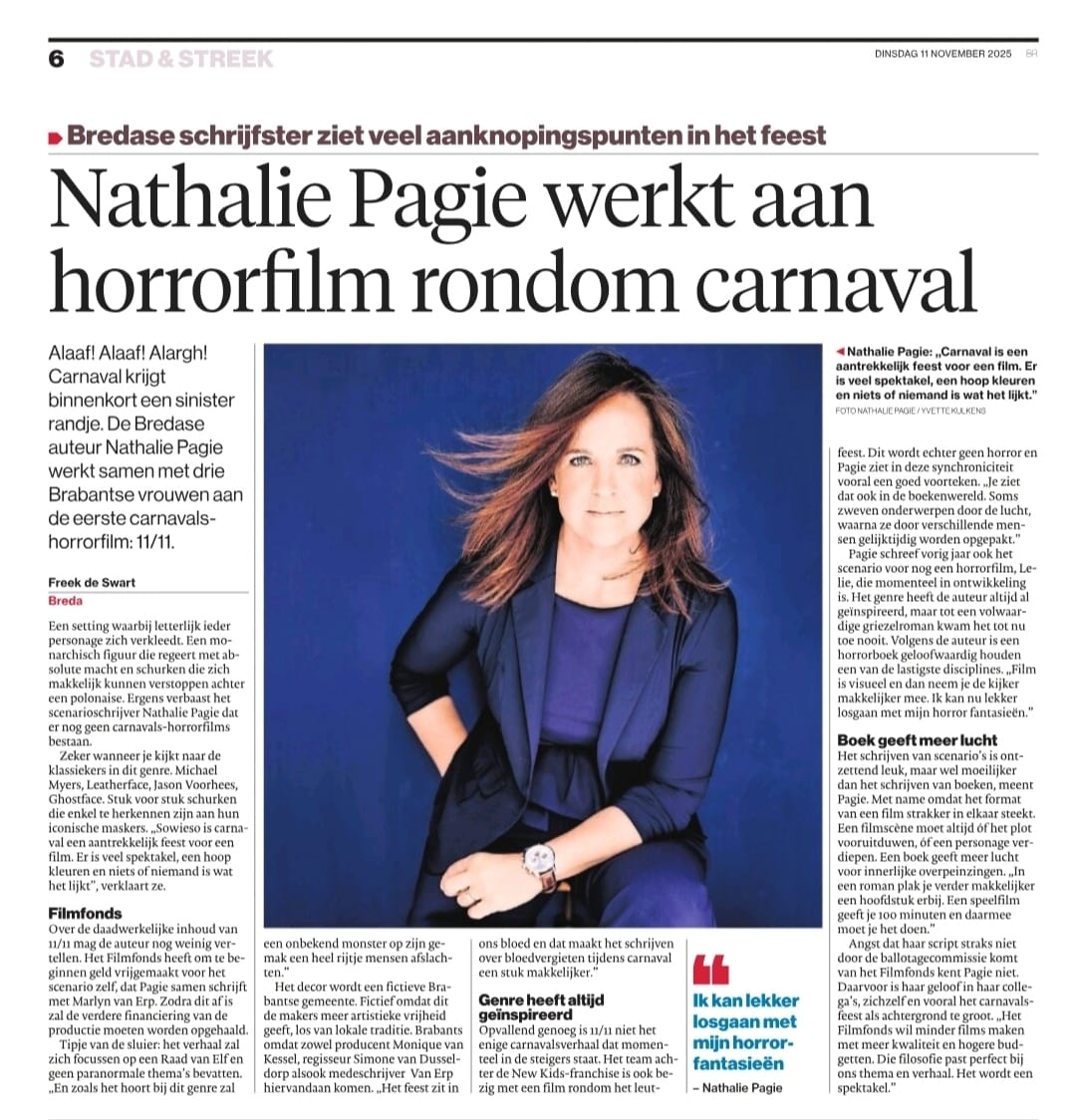 Nathalie Pagie in BN DeStem - horrorfilm rondom carnaval in de maak